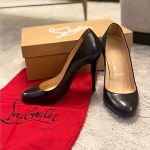 Christian Louboutin Brown Mocha 4” Round Toe Leather Pumps Heels Size 35 | 5